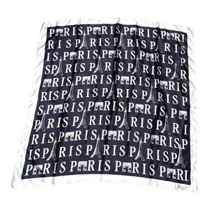 Paris Landmark Typography Silk Scarf Premium Designer Accessory J Mico Sancho